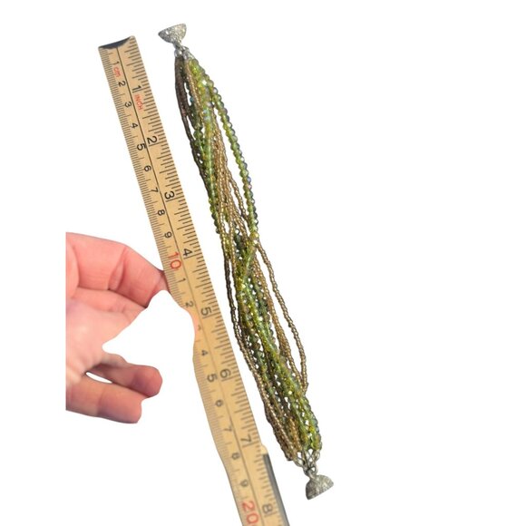 Multi-Strand Faceted Bead Bracelet With Rhinestone Magnetic Clasp - Picture 3 of 7